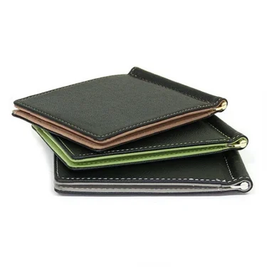 New Fashion Simple Designer Men Money Clip Wallets With Metal Clamp Women Slim Leather Purse Bank Card Slots Cash Holder For Man 4