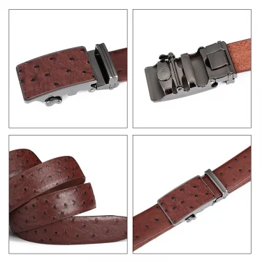 Maikun Luxury Leather Belt for Men Original Designt Ostrich Grain Automatic Buckle Belt Ceinture Homme Cinto Masculino 4