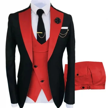 Men's Suit for Wedding 3 Pieces Blazer Vest and Pants Set Fitted Tuxedo for Groomsmen Adult Costume Summer Beach Wedding Parties 5
