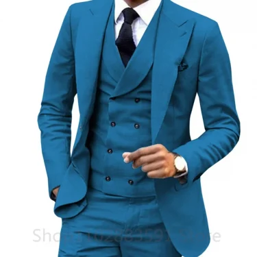 3 Piece Men Wedding Suit Prom Dress Jacket+Pants+Vest Business Men Suit Set Slim Fit Groom Tuxedo Male Blazer British Style 1