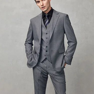 9% Wool Luxury Grey Men Suits Set Slim Fit Fashion Wedding Groom Wear Spring New Arrival Man Casual Daily Clothing Plus Size 58A 6