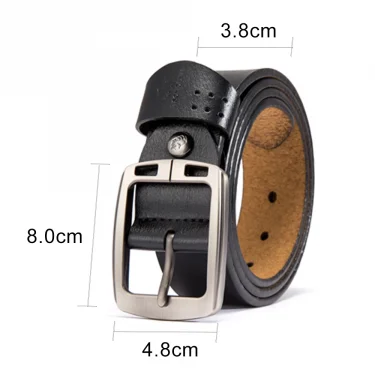 BISON DENIM Men's Belts Cowhide Genuine Leather Pin Buckle Belts Jeans Male Vintage Waistband Strap Leather Belt For Men N70781 6