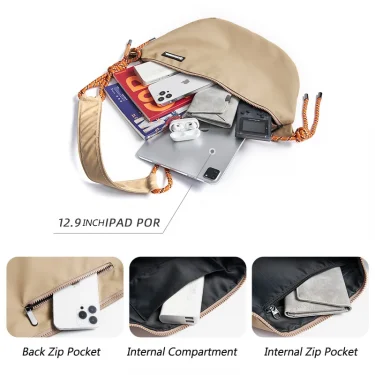Japanese Sling Bag for Men, Waterproof Lightweight Crossbody Bag, Sports Travel Shoulder Bag Fit 12.9 inch iPad 3