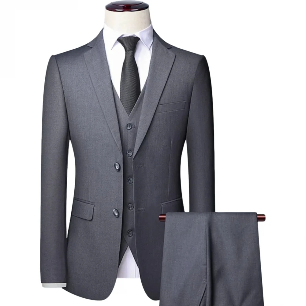 Tuxedo Suits for Men High-quality Slim Jackets Man Clothing Sale 3 Pieces Blazer Vest and Pants Set Men's Suit for Wedding 2