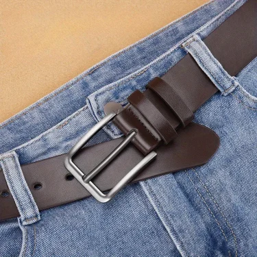 An Elegant Men's Casual Business Style Belt，Equipped with Square Alloy Buckle，Durable Anti-Stretch Imitation Leather，Suitable fo 6