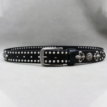 Metal Rivet Belt Luxury Designers Men Rivet Punk Belt Cow Genuine Leather Cintos Masculinos Male Women Rock Hip Hop Strap Waist 2