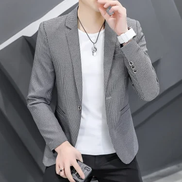 High Quality Men's Plaid Suits&Blazers Coats 2025 Spring Autumn Business Casual Slim Fit Jackets Outwear Small Suit Top Clothing 2