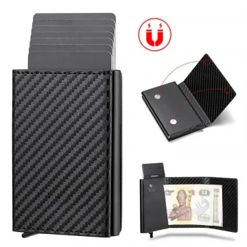 Unisex ID Credit Card Holder RFID Blocking Bifold Wallet with Magnetic Closer Men's Women Wallet with Banknote Compartment 1