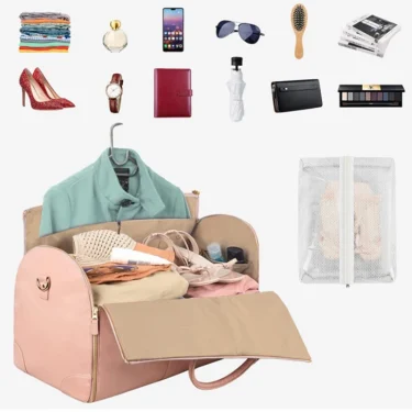 1pc Foldable Women's Travel Convenient Carry-on Clothing Bag Large PU Leather Duffel Bag Women's Business Travel Bag 4