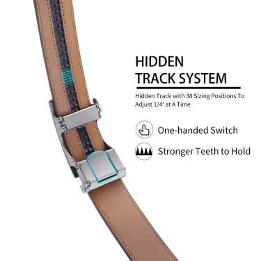 Men's belt, simple and versatile for business and leisure, smooth belt, coffee brown leather, cowhide automatic middle-aged pant 4