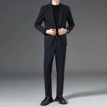 Wedding Blazer Groom Slim Fit Spring Autumn 2 Piece Outfit Set Man Casual Trends Costumes New In Ceremony Full Suit for Men 4