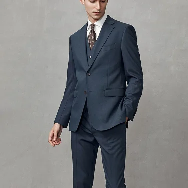9% Wool Luxury Blue Formal Suits Set For Men Casual Wedding Groom Wear Blazer Vest Pant Sets Spring Autumn 4 Seasons Clothing 58 4