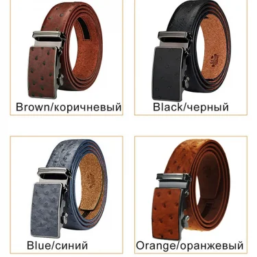 Maikun Luxury Leather Belt for Men Original Designt Ostrich Grain Automatic Buckle Belt Ceinture Homme Cinto Masculino 3