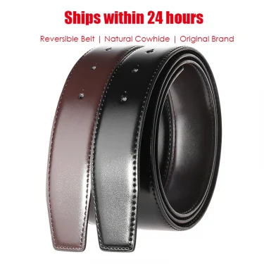 VATLTY New Men's Reversible Belt Natural Cowhide Hard Zinc Alloy Silver Buckle Brown Belt Genuine Leather Trousers Belt Male 2