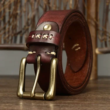 3.8CM Men High Quality Genuine Leather Belt Luxury Designer Brass Pin Buckle Belts Pure Cowskin Vintage Strap Male Jeans for Man 4
