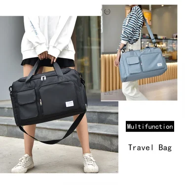Travel Bag Duffle Handbag Women Shoulder Bag Large Capacity Shoe Compartment Waterproof Sports Fitness Bags Ladies Crossbody Bag 6