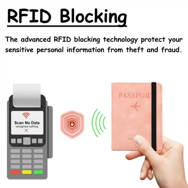 RFID Blocking Leather Card Case Passport Holder Cover Wallet Travel Accessories for Women Men 3