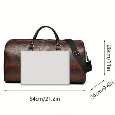 Large Capacity Retro Crocodile-Textured Travel Duffel Bag - Durable Unisex Vacation Luggage, Versatile Gift for Men & Women 3