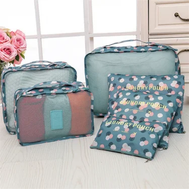 6 PCS Travel Storage Bag Set for Clothes Tidy Organizer Wardrobe Suitcase Pouch Travel Organizer Bag Case Shoes Packing Cube Bag 1