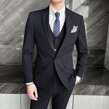 Men's 2025 Three-Piece Suit Set Casual Business Wedding Banquet Outfit Handsome M-4XL Stylish Combination with Vest And Trousers 5