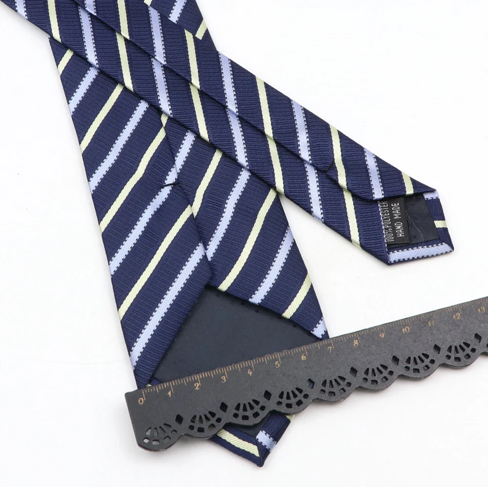 New Men's Tie Classic Red Blue Black Solid Color Stripe 7cm Jacquard Necktie Daily Wear Business Formal Wedding Tie Gift For Men 3
