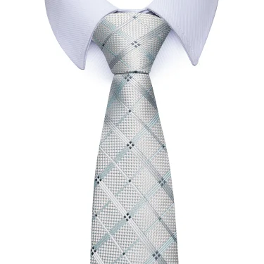 Brand Classic Grey Plaid 8 cm Silk Tie For Men Suit Accessories Wedding Gravatas Fit Workplace Birthday Gift 3
