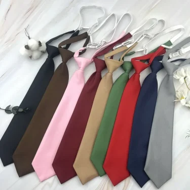 Trendy JK Ties College Student Shirt Suit Neckwear Solid Brown Neckties For Men Women Lazy-tie Bachelor's Uniform Short Neck Tie 1