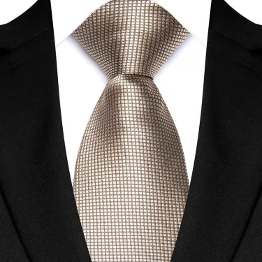 Luxury 8CM Mens Necktie White Beige Color Solid Dot Stripes Tie For Man Groom Jacquard Woven Neck Tie For Business Wedding Party 5