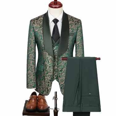 Spring 2025 Men's British Style Business Casual Three-Piece Suit Vest Trousers High-Density Jacquard Wedding Dress 5