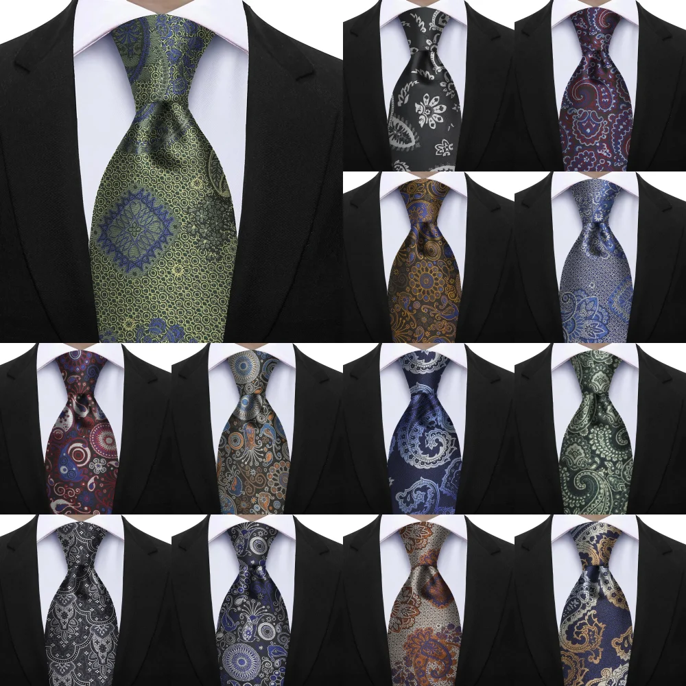 Luxury 7CM Floral Paisley Necktie Green Blue Ties For Man Groom Groomsman Jacquard Woven Ascot Formal Business Party Accessories 1