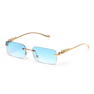 Ruiao rimless sunglasses UV400 fashion square metal glasses for men women designer man's brand sun glasses shades for outdoor 3
