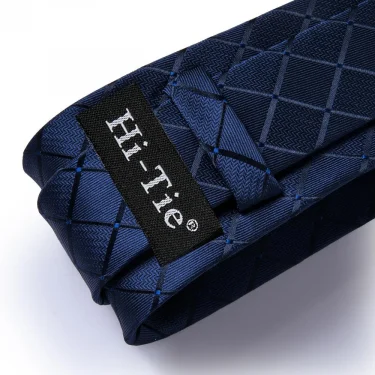 Hi-Tie Blue Business Solid 100% Silk Men's Tie NeckTie 8.5cm Ties for Men Formal Luxury Wedding High Quality Gravata 6