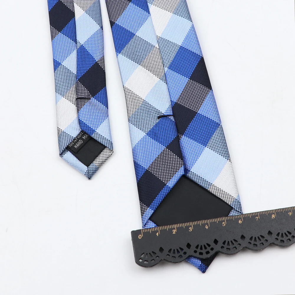 Fashion 6cm Narrow Polyester Necktie For Men Business Meeting Formal Jacquard Striped Plaid Skinny Tie Daily Wear Cravat Gift 3