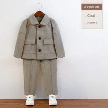 Children Blazers Set Fall Winter Thick Casual British Style Boys Suits for Weddings Gray Piano Performance Costume 2 To 12 Years 6
