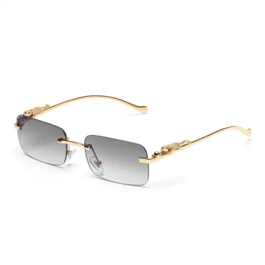 Ruiao rimless sunglasses UV400 fashion square metal glasses for men women designer man's brand sun glasses shades for outdoor 2