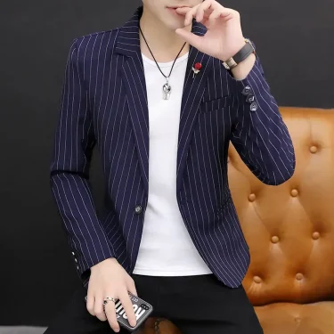 Short Thin Man Suits and Blazers Party Red Slim Fit Cropped Coats Jacket for Men Luxury Designer High Quality Casual Original 2