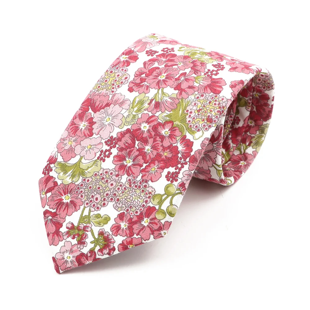100% Cotton Floral Necktie For Men Casual Elegant Style Tie Fit Wedding Party Dinner Daily Wear Suit Shirt Cravat Accessory 3