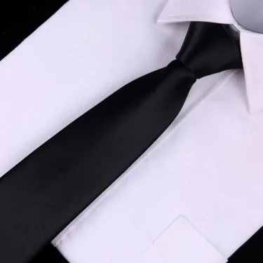 Black Simple Clip on Tie Security Tie Doorman Steward Matte Black Funeral Ties for Men Women Students Neck Ties Fake Collar 4