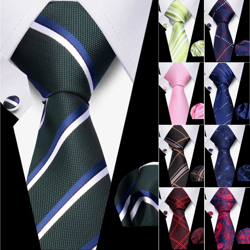 Navy Blue Tie Set For Wedding Banquet Man Woman Shirts Accessories Elegant Style Necktie Pocket Square Cufflinks Set For Gift 2