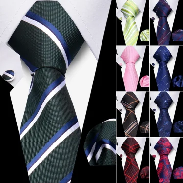 Navy Blue Tie Set For Wedding Banquet Man Woman Shirts Accessories Elegant Style Necktie Pocket Square Cufflinks Set For Gift 2