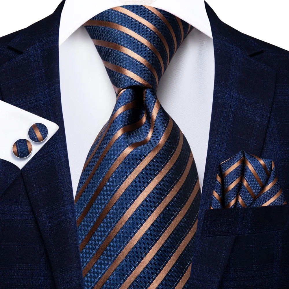 Hi-Tie Blue Business Solid 100% Silk Men's Tie NeckTie 8.5cm Ties for Men Formal Luxury Wedding High Quality Gravata 3