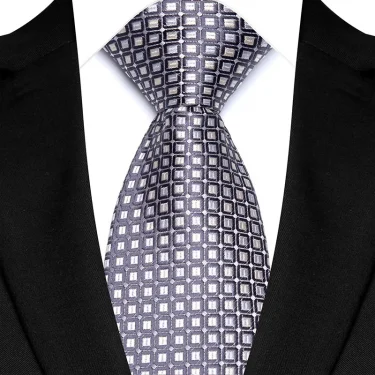 Luxury 8CM Mens Necktie White Beige Color Solid Dot Stripes Tie For Man Groom Jacquard Woven Neck Tie For Business Wedding Party 6