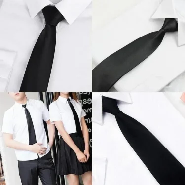 Black Simple Clip on Tie Security Tie Doorman Steward Matte Black Funeral Ties for Men Women Students Neck Ties Fake Collar 3