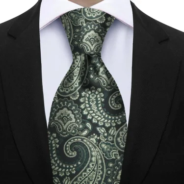 Luxury 7CM Floral Paisley Necktie Green Blue Ties For Man Groom Groomsman Jacquard Woven Ascot Formal Business Party Accessories 5