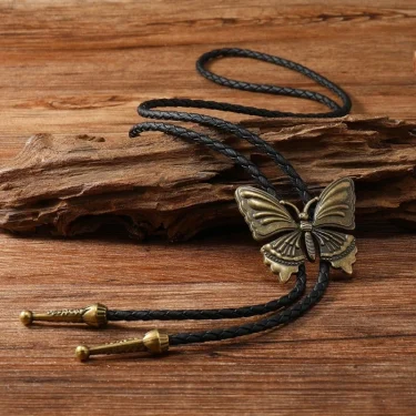 1pc/2pcs Adjustable Bolo Tie Popular Cowboy Teens Men Women Dance Necktie Gothic Shirts Alloy Butterfly Buckle Pendant 3