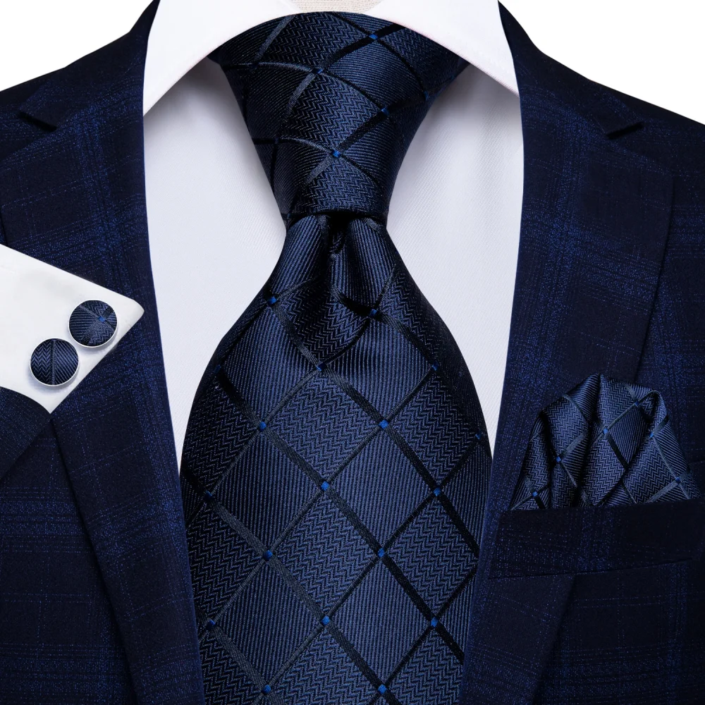 Hi-Tie Blue Business Solid 100% Silk Men's Tie NeckTie 8.5cm Ties for Men Formal Luxury Wedding High Quality Gravata 1