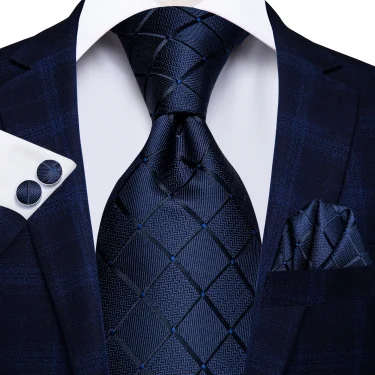 Hi-Tie Blue Business Solid 100% Silk Men's Tie NeckTie 8.5cm Ties for Men Formal Luxury Wedding High Quality Gravata 1