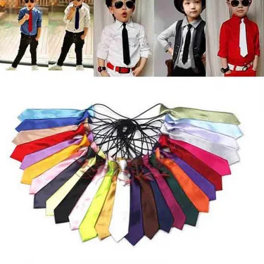 Wedding Ties School Satin Black Solid Neck Bow Tie Plain Fancy Pre-Tied KIDS Boys Classic Childrens Elastic 3