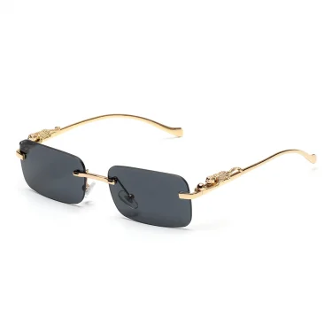 Ruiao rimless sunglasses UV400 fashion square metal glasses for men women designer man's brand sun glasses shades for outdoor 1