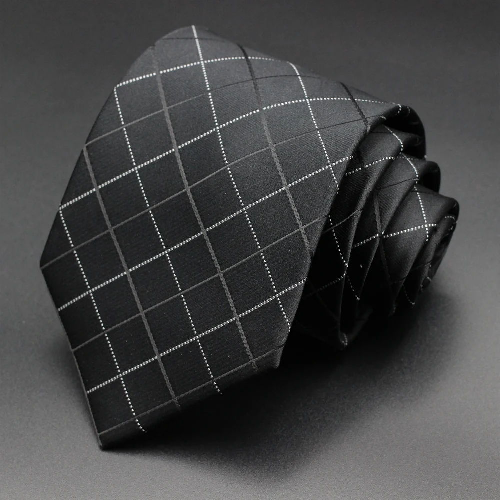 Luxury Black Colors 8CM Men's Necktie Paisley Striped Jacquard Cravat Business Ties For Man 4